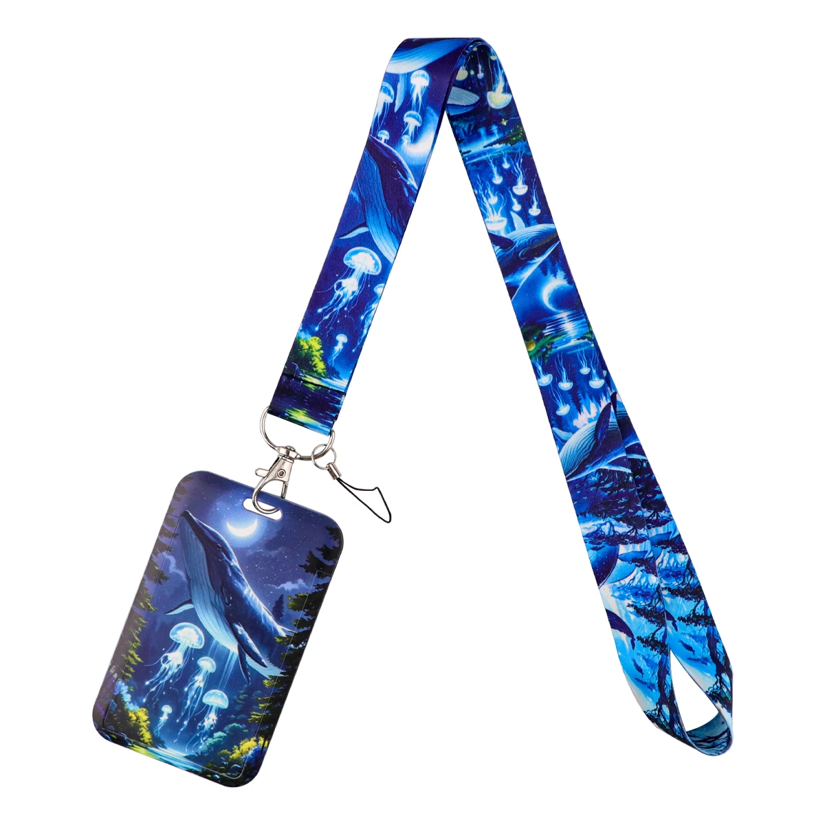 Ocean Blue Whale Lanyard For Keys ID Card Cover Badge Holder USB Phone Charm Keyring Neck Straps Keychain Accessories