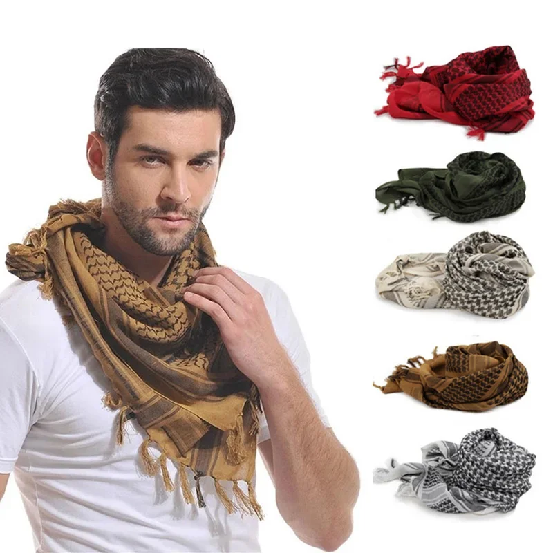 Tactical Arab Keffiyeh Shemagh Scarf Cotton Winter Shawl Neck Warmer Cover Head Wrap Windproof Hiking Camping Scarf Men Women