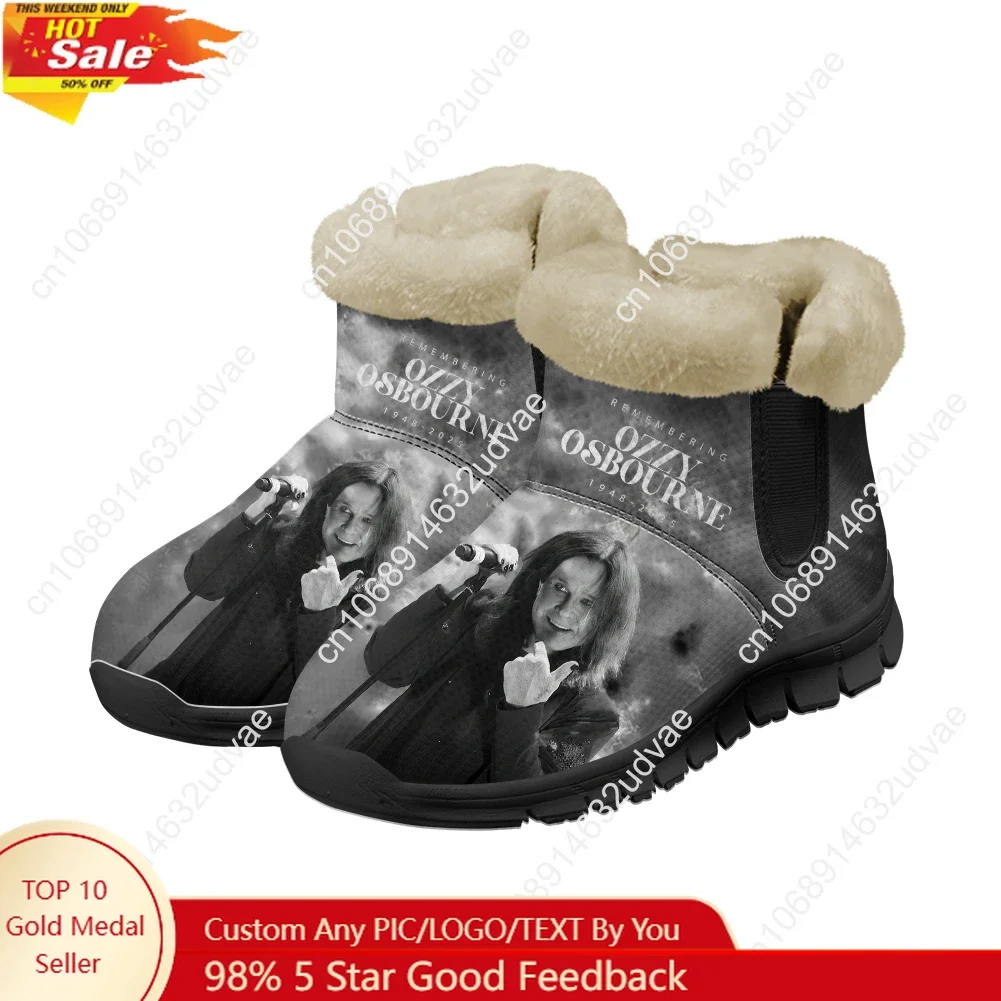 

Ozzy Osbourne 1948-2025 Plush Shoes Boots Men Women Keep Warm Sneakers Back To The Beginning Boot Casual Customize Sneaker Black
