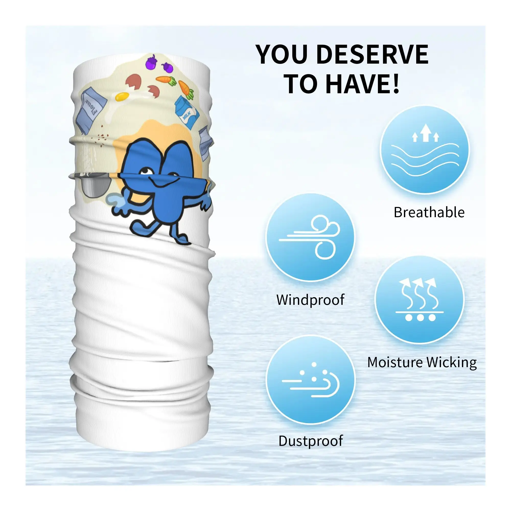 BFDI Baker Four Bandana Neck Cover Printed Face Scarf Multi-use Balaclava Hiking Fishing For Men Women Adult All Season