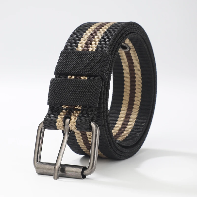 New men\'s extended needle buckle canvas waistband for middle-aged and young  outdoor nylon woven belt casual be
