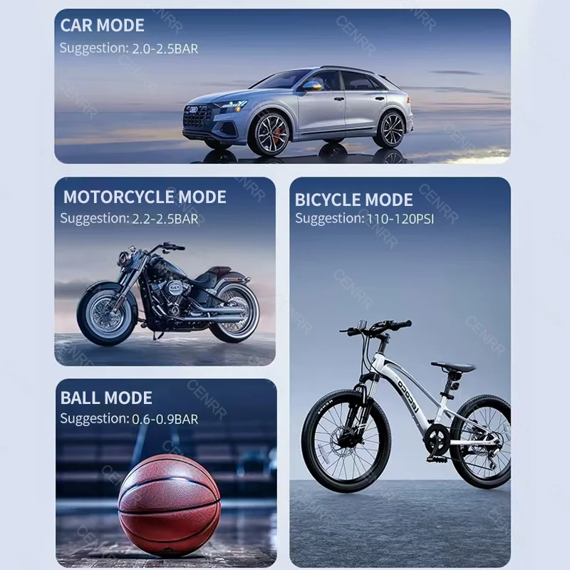 

Car Air Pump Portable Tire Inflator Electric Wireless Air Injector LCD Display Air Compressor For Car Motorcycle Bike Tyre Ball