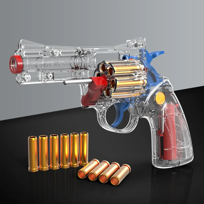 Toy Gun Revolver Pistol Handgun Blaster Toy Gun Air Soft Bullet Shell Ejection Foam Darts Launcher Adults Boys Outdoor Toy Gun