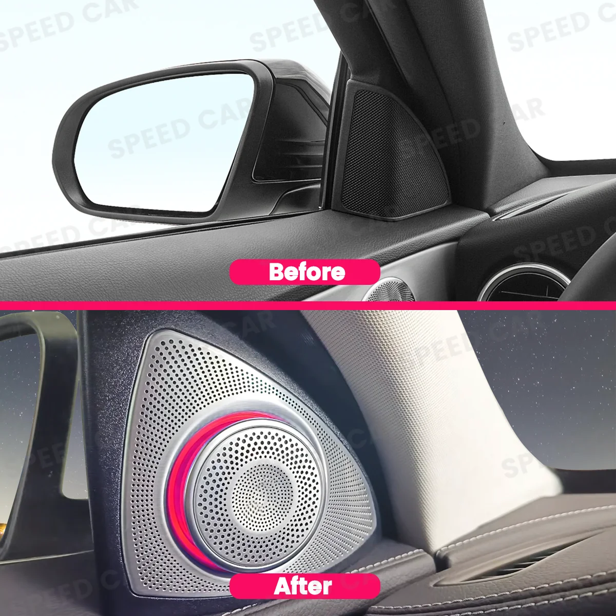 3D Rotating Tweeter for Mercedes Benz - 3/64 Colors Available Compatible with Models W205 W213 W222 X253 W177 C GLC