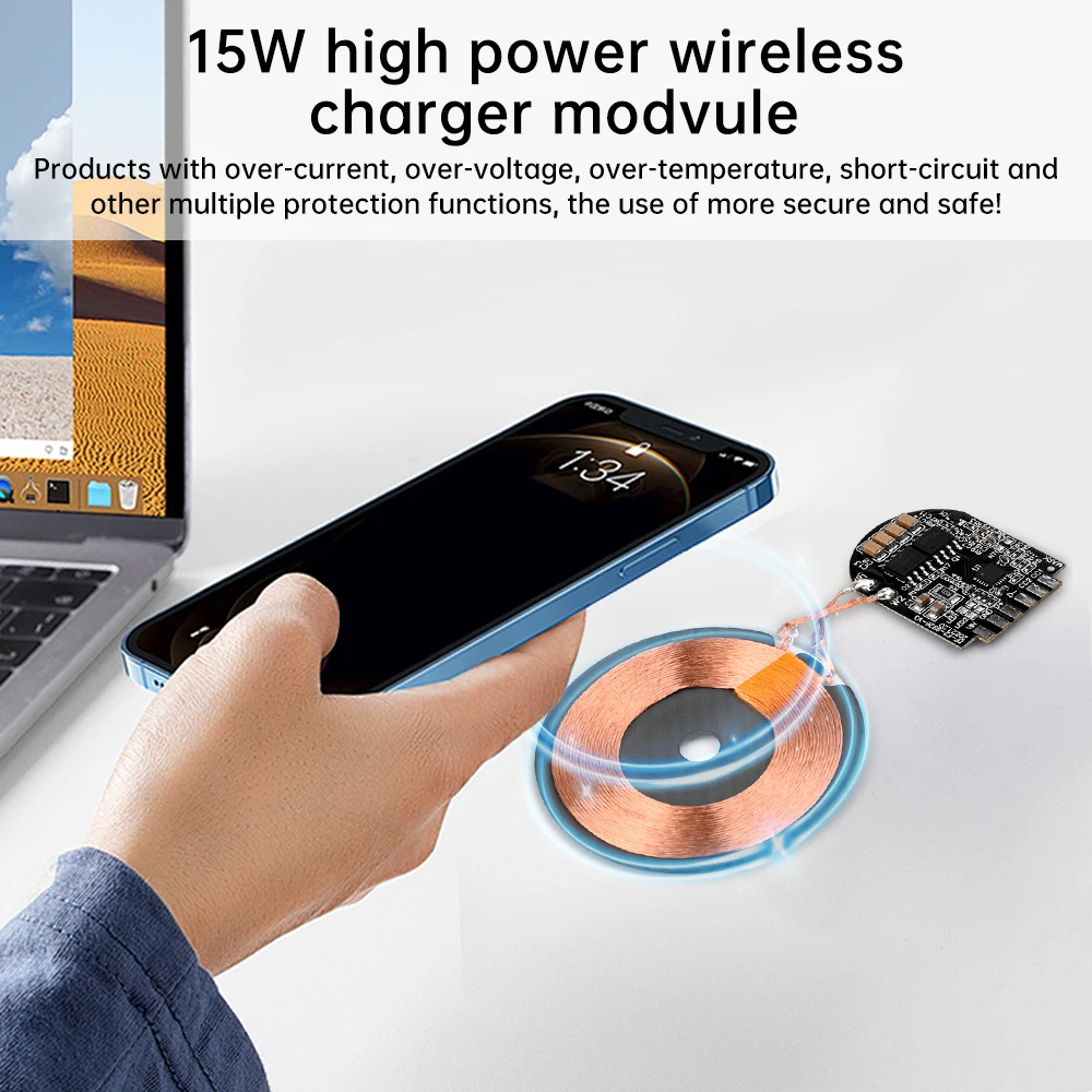 15W Wireless Fast Charging Module 5W/7.5W/10W/15W Automatic Identification Charge Transmitter Module Support iPx/8p Support FOD