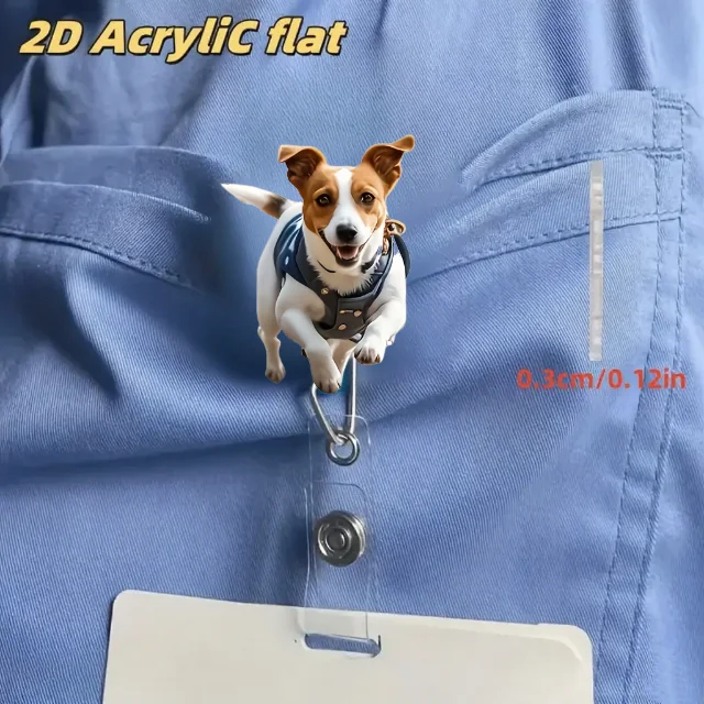 1 szt. uroczy zwijacz do identyfikatora z motywem psa, z metalowym klipsem, obrót o 360 stopni °   Hak obrotowy, dla pielęgniarek / biura / firm / na wydarzenia / dla pracowników biurowych