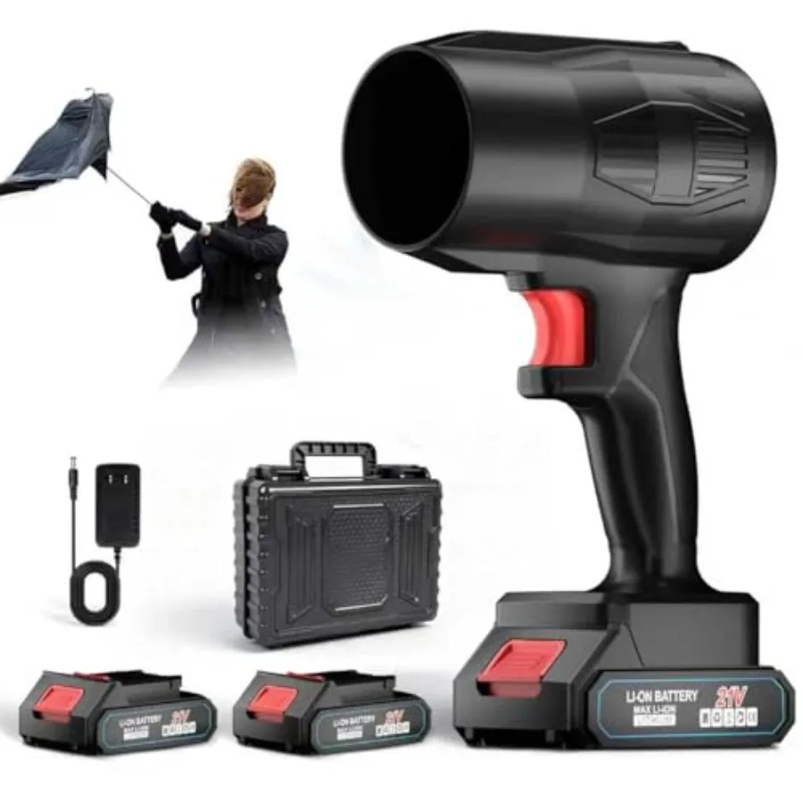 

21V Cordless Leaf Blower 990000 RPM High-Speed 2×6Ah Large-Capacity Batteries and Fast Charger Included Lightweight Handheld Bl