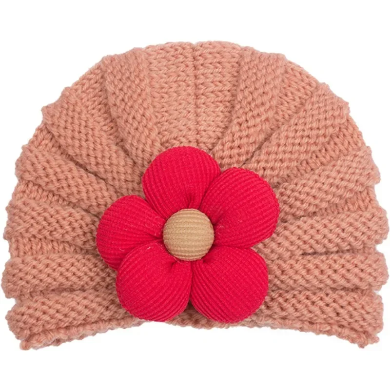 Winter New Baby Warm Flower Knitted Children Multi Color Cute Woolen Girls Hat