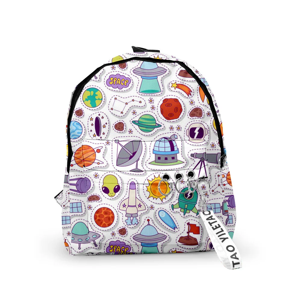 

Trendy Popular Planet Space Backpacks Boys/Girls pupil School Bags 3D Print Keychains Oxford Waterproof Cute Small Backpacks