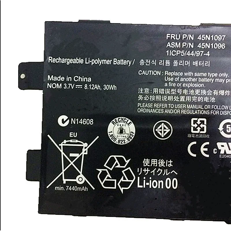 Imagem -05 - Bateria da Tabuleta de Lenovo Thinkpad Tabuleta de Thinkpad 3.7v 30wh 8.12ah 45n1096 45n1097 1icp5 44 974