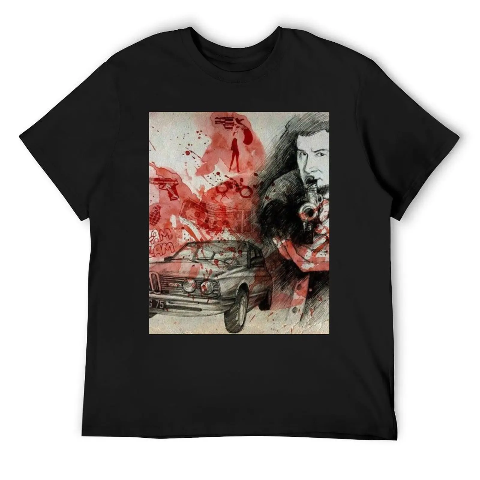 

Death instinct Jacques MESRINE, t-shirt, cushions, stickers, wallet, hull, clocks. T-Shirt