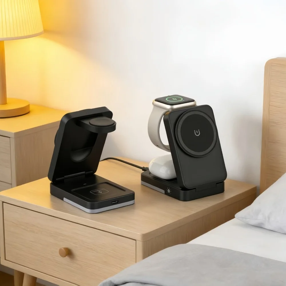 3-in-1 Kabellose Magnetische Ladestation für MagSafe iPhone17 16 15 14 13 12/ AirPods Pro3/2/ Apple Watch 11-2 SE Schnellladung – Detail 6