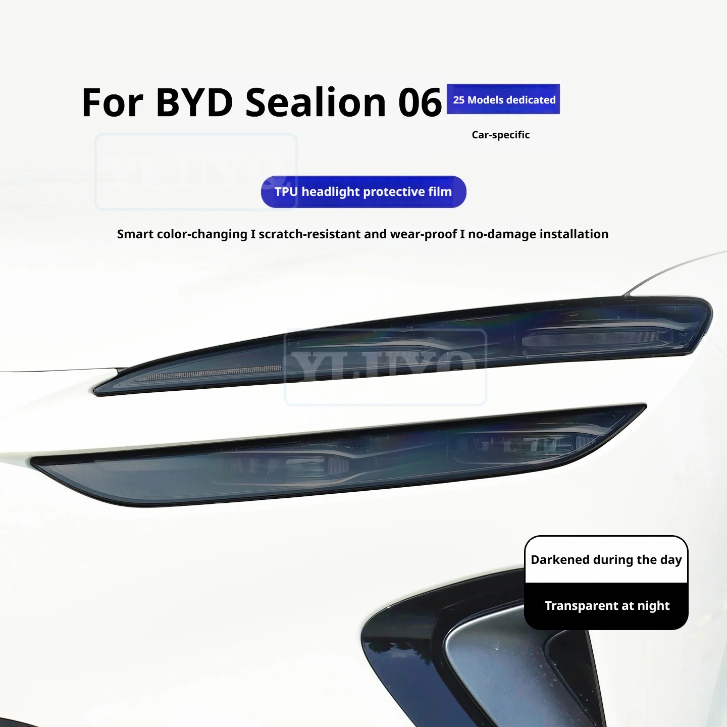 For BYD Sea Lion 06 Light-Control Color-Changing Headlight Film Front and Rear Lamp Film TPU Taillight Film Car Sticker