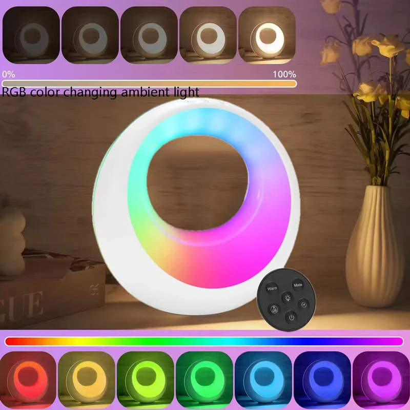 Touch Remote Control Night Light, Bedroom Bedside RGB Multi Mode Color Changing Ambient Light, Romantic Portable Light