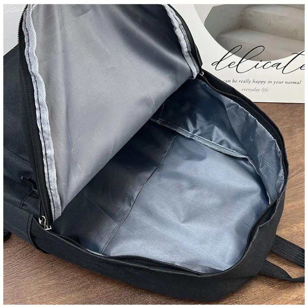 Solid Color School Bags Simple Zipper Large Capacity Students Bookbag Waterproof Shoulder Bag Students