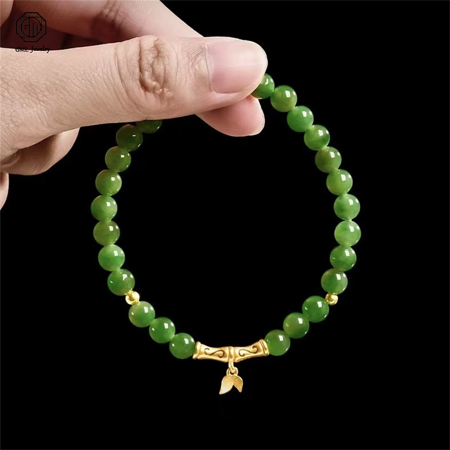 Natural Old Material Hetian Green Jade Bamboo Joint Beaded Bracelet Women Ancient Ethnic High End Holiday Jewelry Gift
