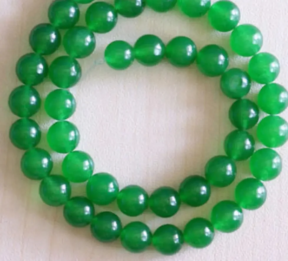 

8mm Natural Green Jade Round Ge mstone Loose Beads 18"