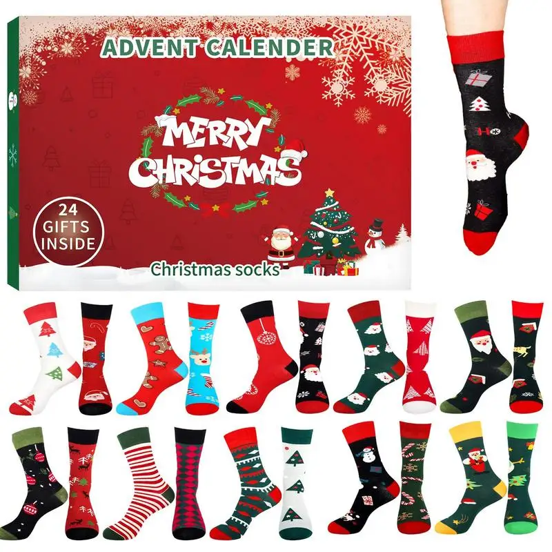 2024 Christmas Advent Calendar Playful 24 Days Christmas Socks Countdown Calendar Gifts For Teachers & Parents For Christmas