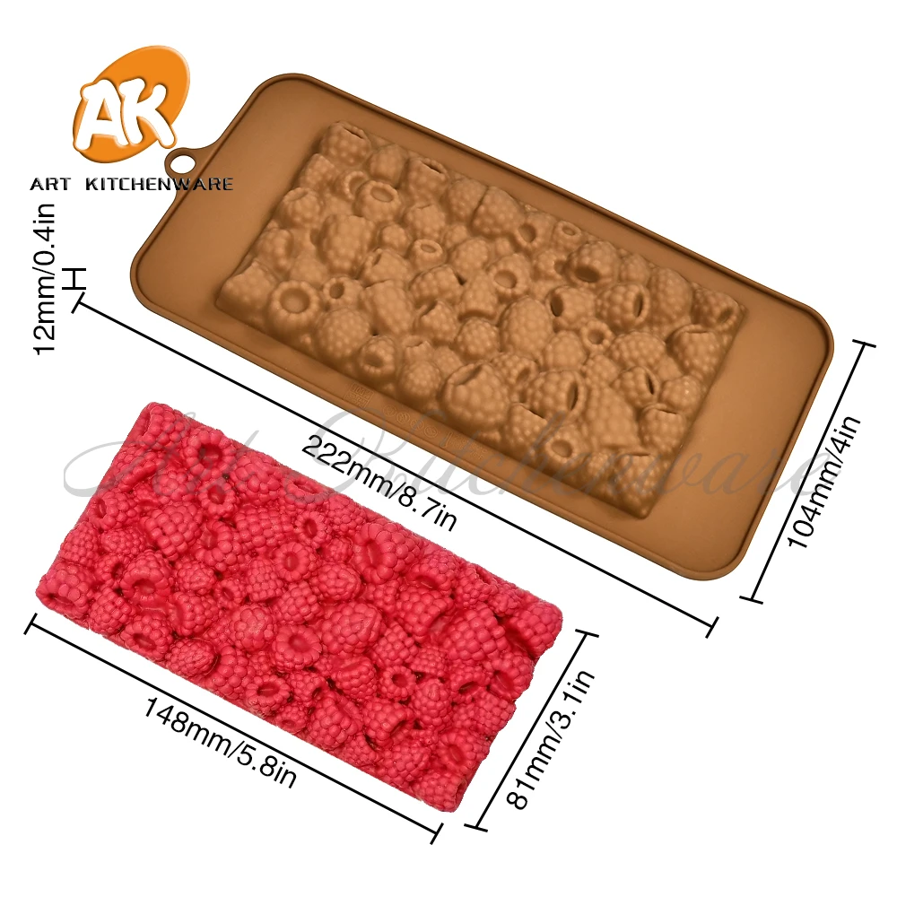 Raspberry Chocolate Mold Cake Silicone Cookie Cupcake Molds Soap Mould DIY Rectangle Square Chocolate mold