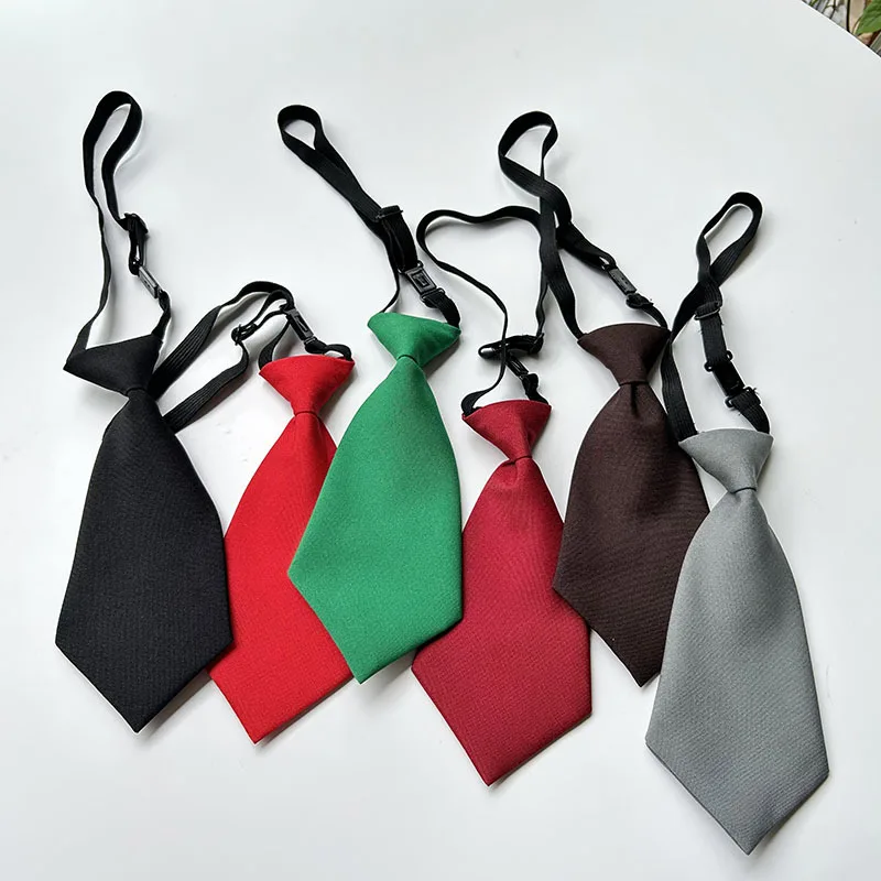 College Style Solid Color Short Tie for Girls and Boys Handsome Personalized Trendy Short Style Small Tie Shirt Decorative Tie image 2