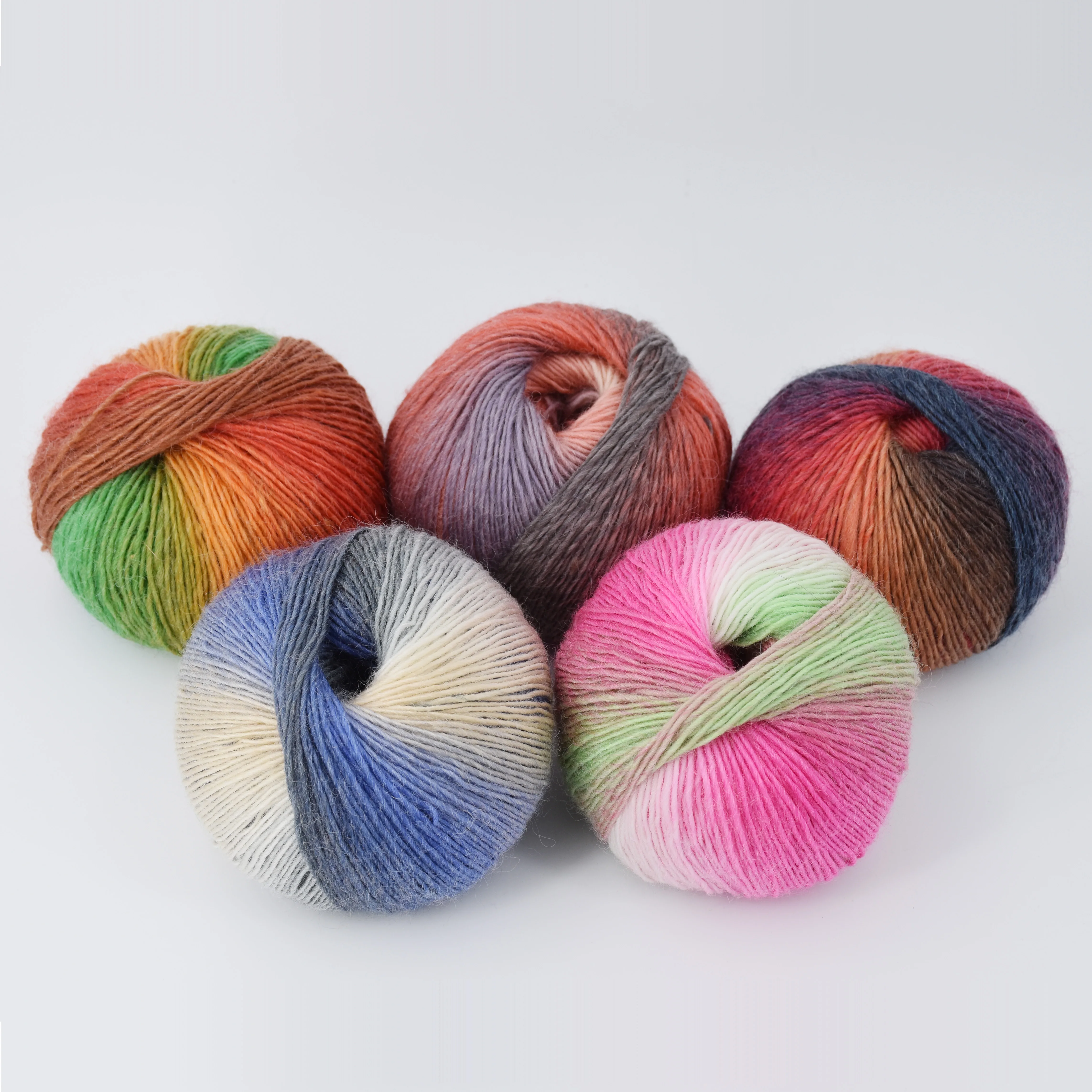 50g/Ball Worsted Section-dyeing Rainbow Yarn 100% Wool Yarn for Hand Knitting Crochet Gradual Change Color Thread JU002