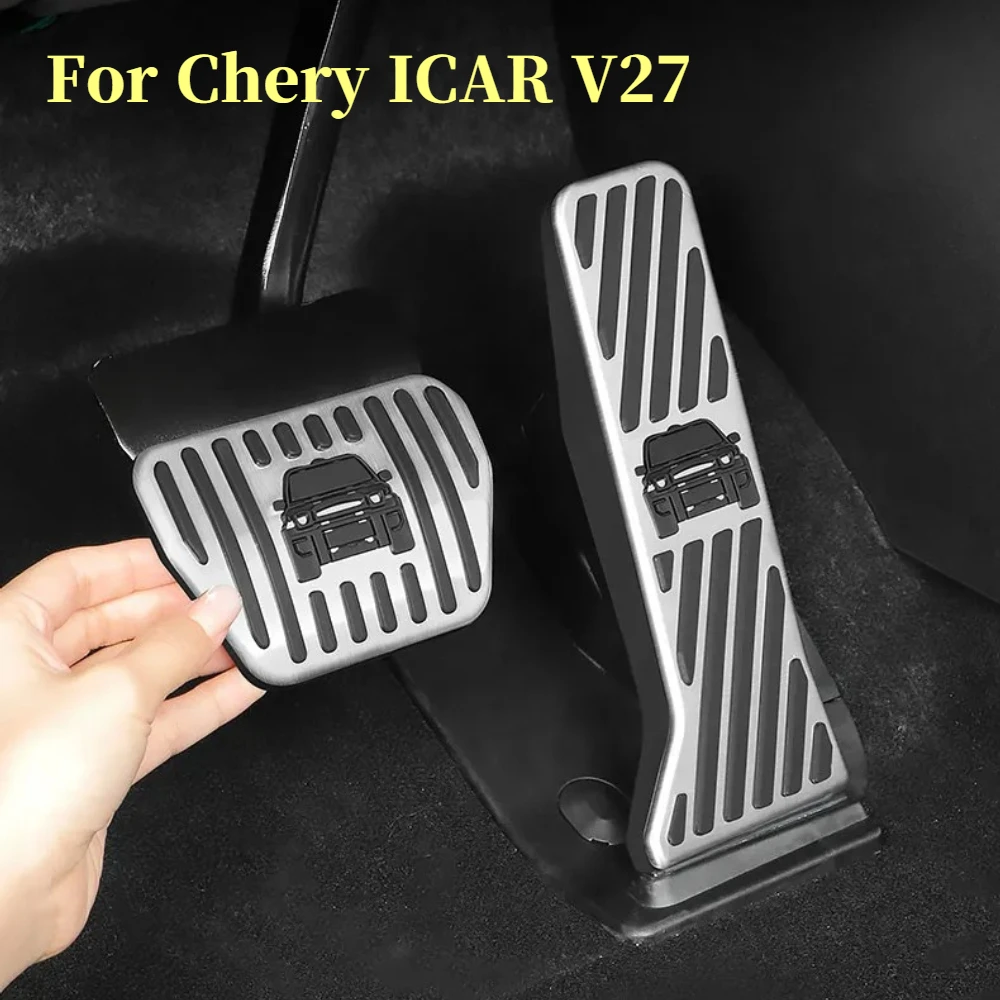 

Для Chery ICAR V27: Накладки на педали из нержавеющей стали (акселератор и тормоз) с защитой от скольжения и царапин, аксессуары для стайлинга автомобиля