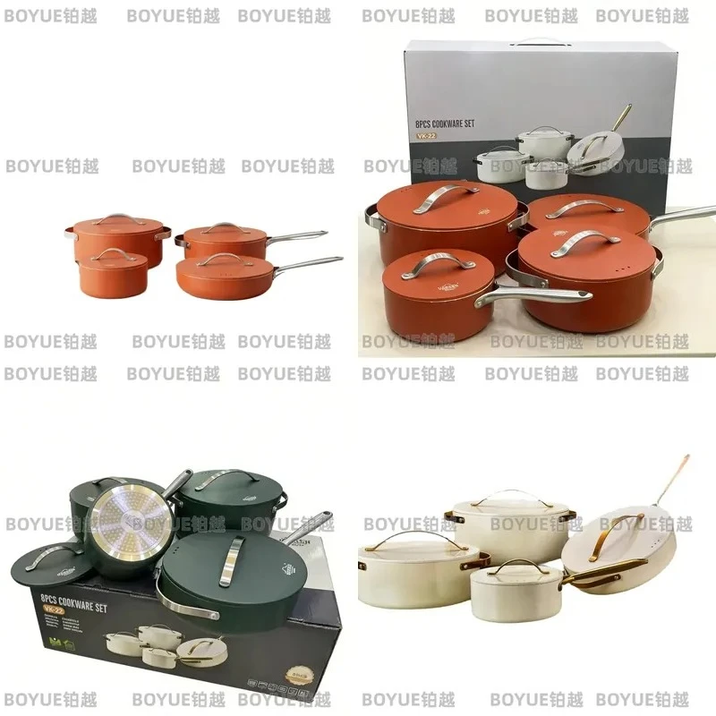 4 Piece Thickened Stainless Steel Soup Pot Set Non Stick Casserole Cookware Multi Size Household Kitchen Cooking Pots