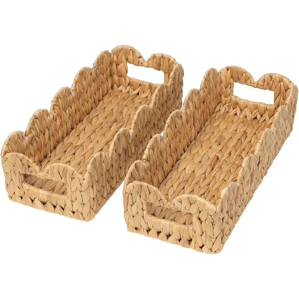 

Natural Wicker Toilet Paper Baskets with Scalloped Edges - Storage and Decor for Bathroom and Living Spaces