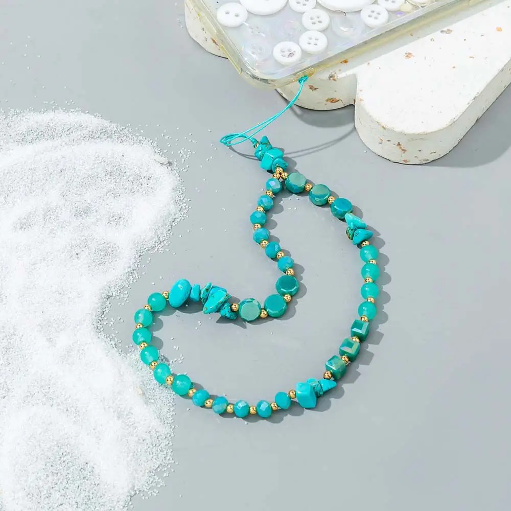 Rope Gravel Mobile Phone Accessories Letter Beads Chain Cell Phone Lanyard Crystal Stone Beads Lanyard Mobile Phone Strap