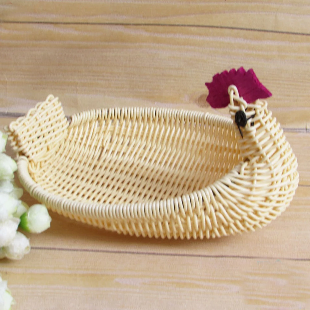 

3pcs Storage Baskets Woven Imitated Rattan Basket Multi Use Display Organizing for Kitchen Vegetables Fruits Chopsticks Desktop