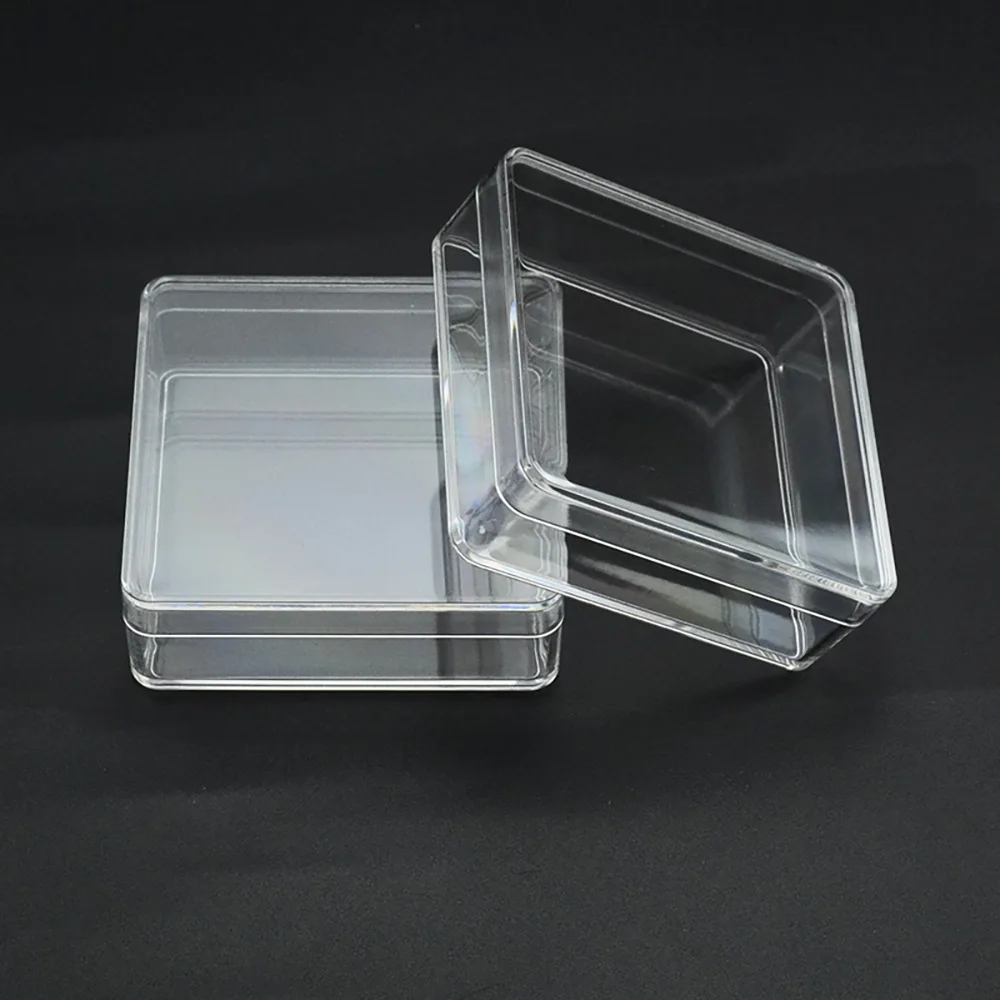 2PCS Acrylic Mini Transparent Square Jewelry Box Plastic With Lid Sealed Food Case Small Desktop Necklace Earrings Storage Box