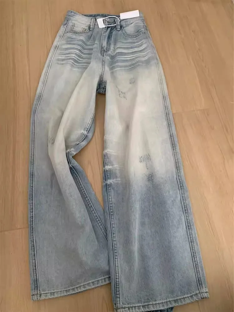 

Широкие джинсы с высокой талией, женские свободные джинсы с прямыми штанинами, повседневные летние модные джинсы больших размеров