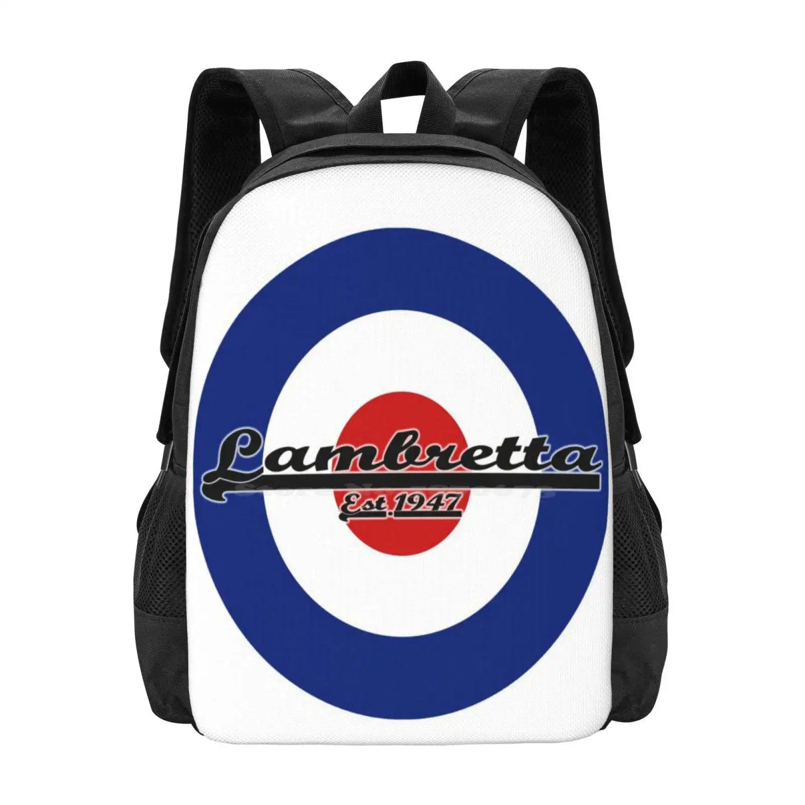 Zaino Team Lambretta Mod Target per borsa da viaggio per laptop da scuola per studenti Scooterist Lambretta Uk Stella Bajaj Puch italiano