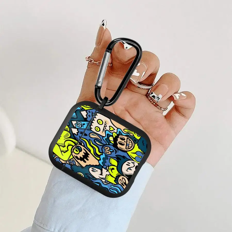 Earphone Cases Cover Case For Airpods Pro Pro2 1 2 3 Pro3 4 Cartoon Graffiti Monster