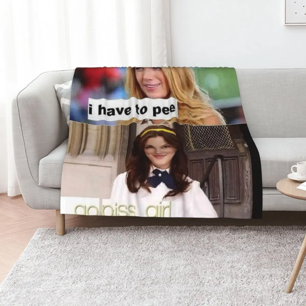 i have to pee go piss girl Throw Blanket Luxury Designer Decorative Sofa Sofa Throw Luxury Brand Hair Cute Plaid Blankets