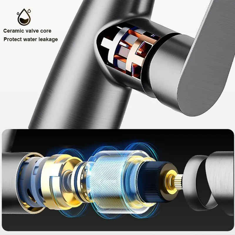 سميكة النحاس صنبور المطبخ سطح الخيالة سحب صنبور المطبخ بالوعة صنبور حوض خلاط مستوى واحد تيار فوهة البخاخ الحنفية