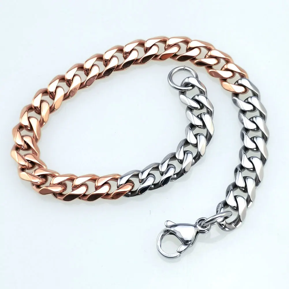 New 316L stainless steel primary color and rose dual Hip hop bracelet anklet
