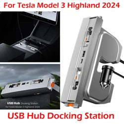 USB Hub Docking Station 4-Ports Compatible for Tesla Model 3 Highland 2024 Retractable 80cm Light-ning