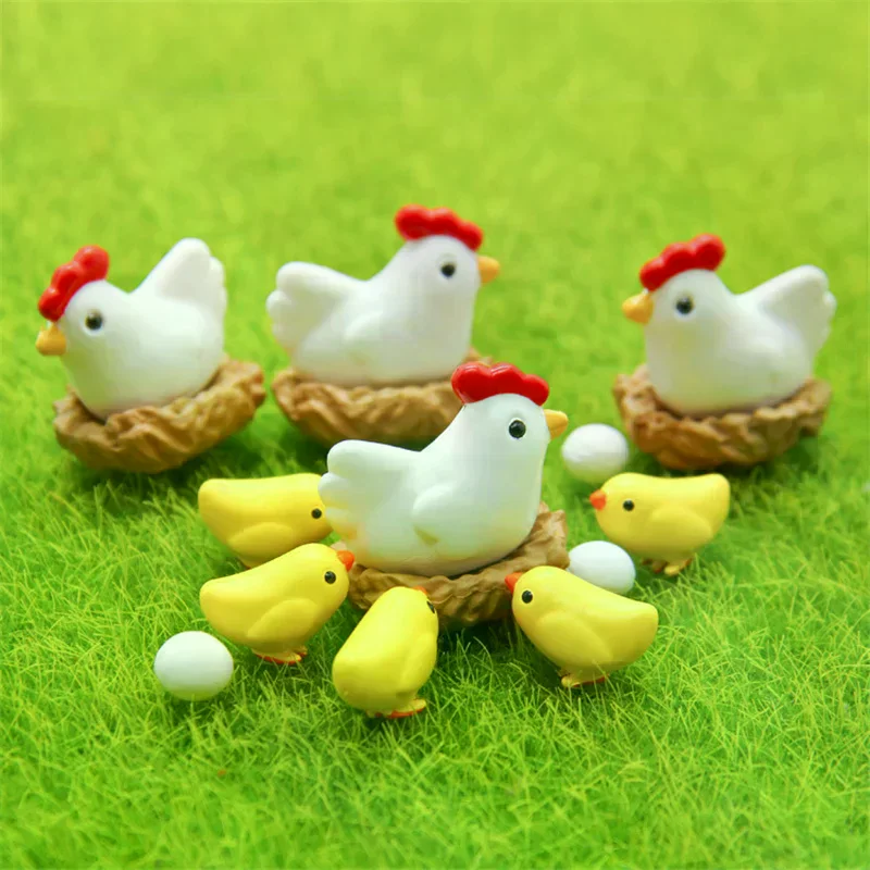 10pc Ornament Figurine Crafts Egg Statue Nest Chicken Micro Hen Chick Small High Quality Durable Material Easy to Use
