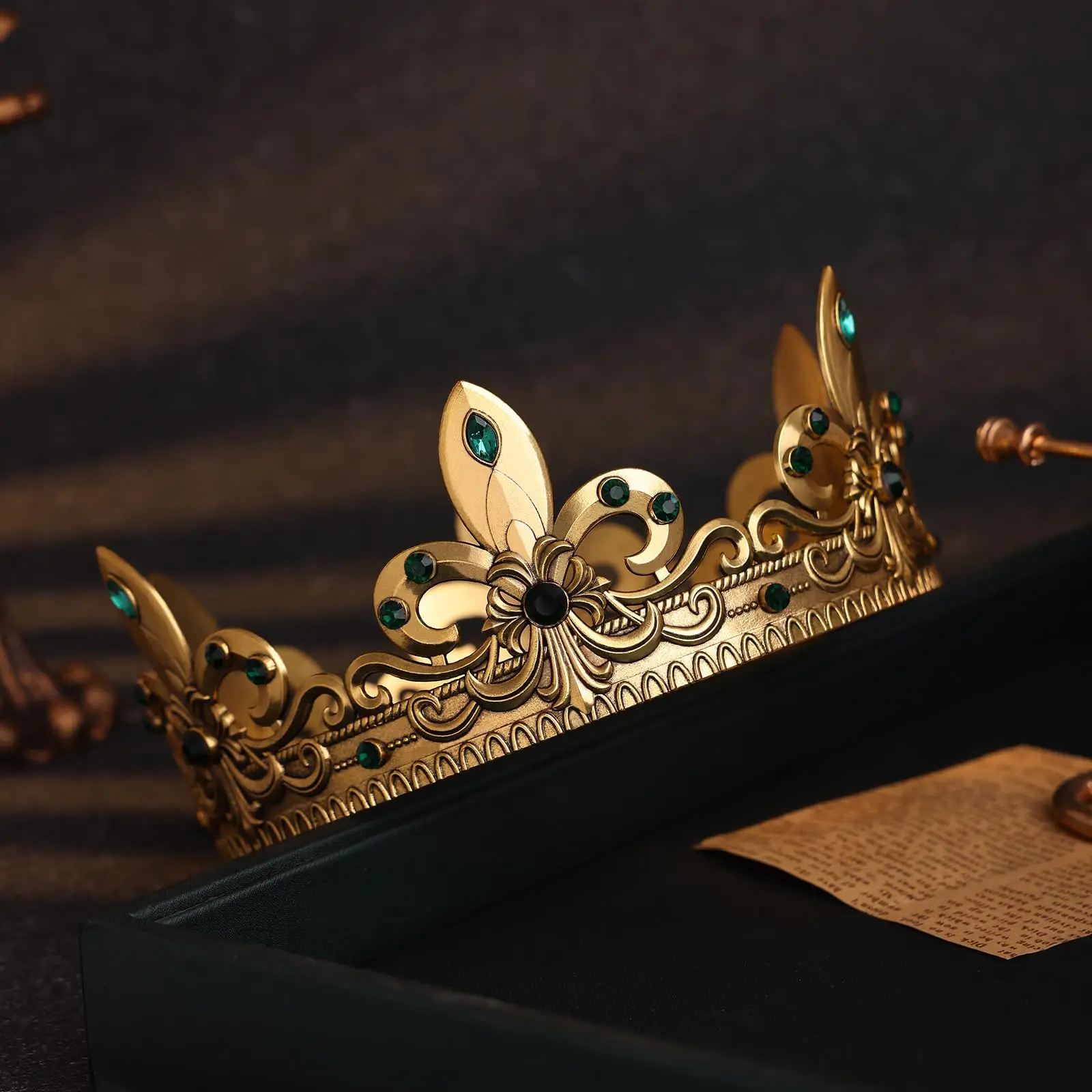 تاج الملك الذهبي/الفضي للرجال، عصابة رأس الأمير تيارا الملكي في العصور الوسطى، إكسسوار أزياء تنكرية لأعياد الميلاد وحفلات الهالوين #5