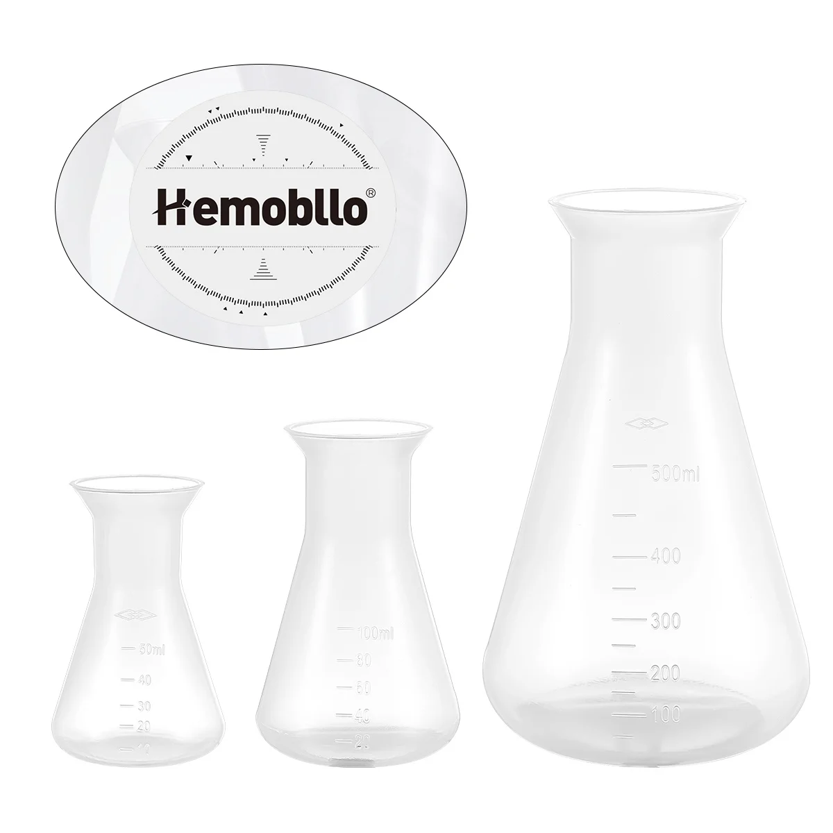

3pcs Plastic Flask Conical Flask 50Ml 100Ml 500Ml Double Scale Lab Equipment For Students Science Experiment Educational Tools