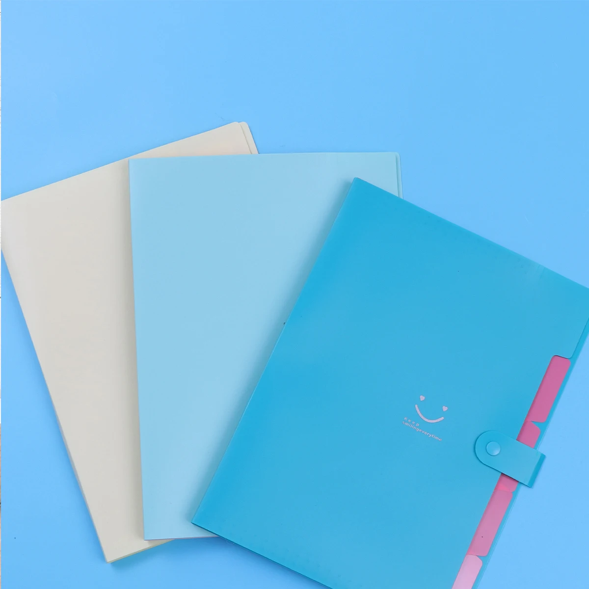 

3Pcs File 5 Pockets Accordion Snap Closure File Folder With Snap Closure Plastic Document ganizer Storage