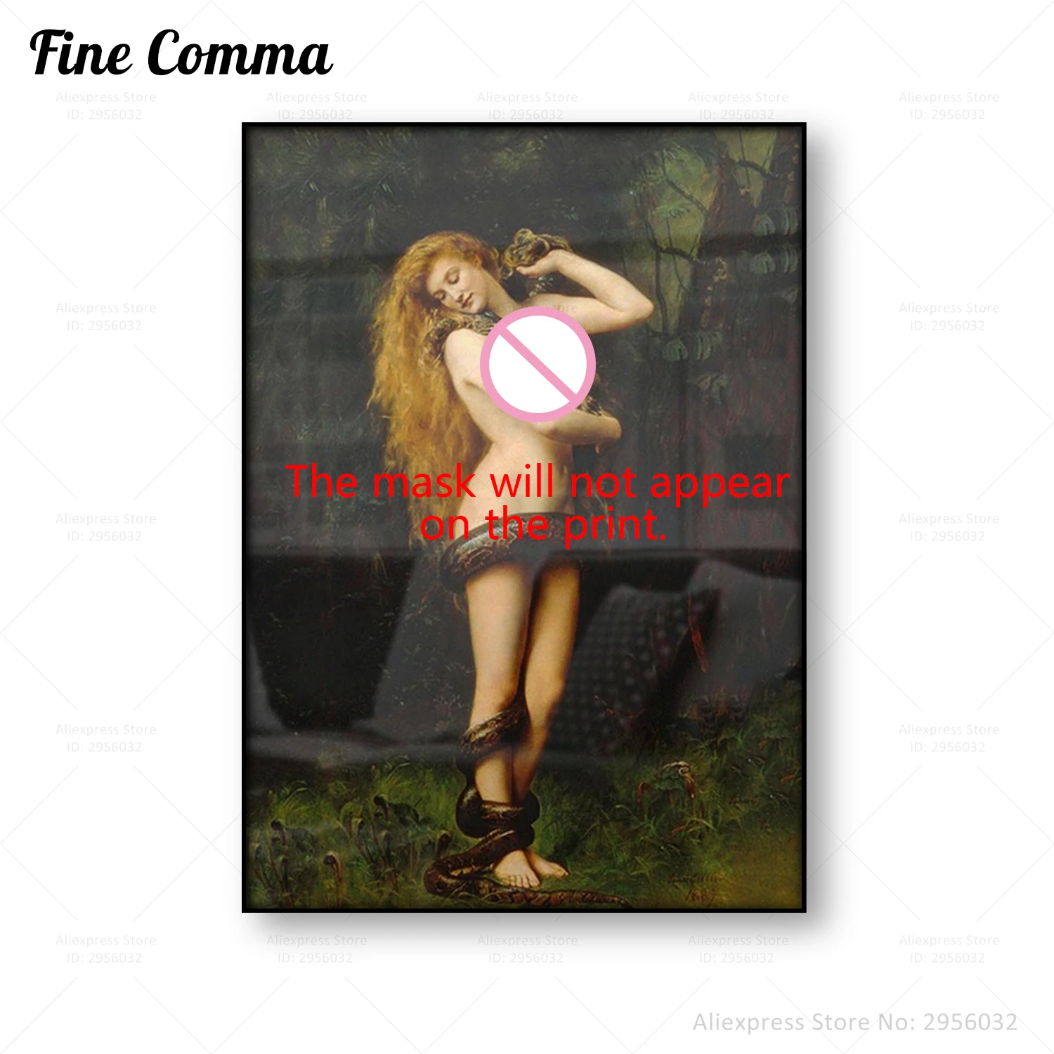 Lilith Vintage Painting Poster John Collier Woman with Snake Serpent Garden of Eden Mythological Antique Wall Art Canvas Print