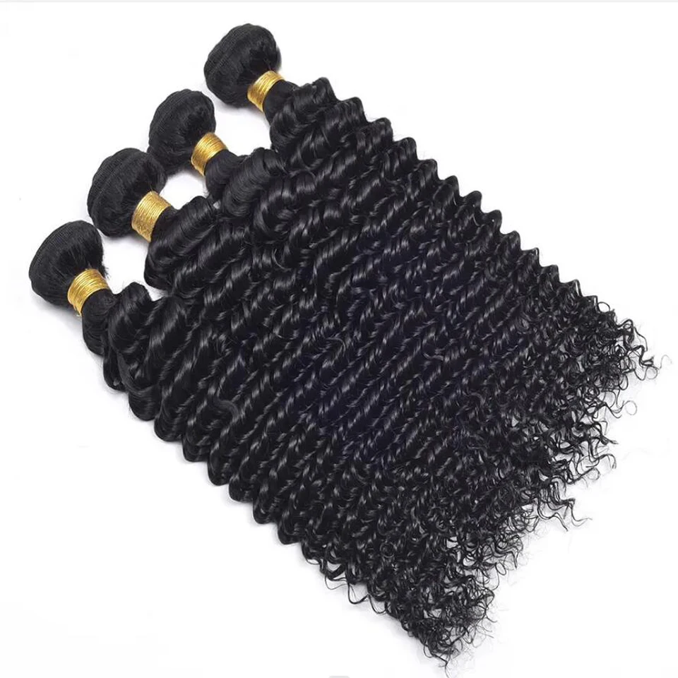 30 40 بوصة حزم شعر بشري مموج عميق 100% شعر بشري خام برازيلي 1/3/4 حزم للنساء شعر مجعد حزمة برازيلية