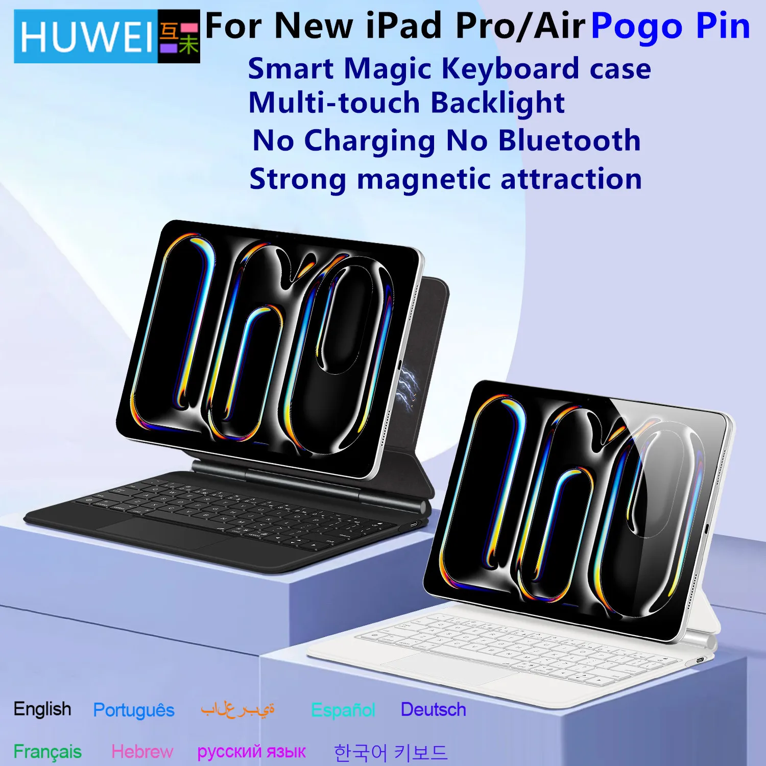 

Pogo Pin Magic Keyboard Case for iPad Pro 13 11 inch M5 M4 M2 Air 4th 5th 6th 7th Gen Air 11 13"Smart Multi-Touch Keyboard Cover