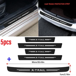 5pcs For Nissan Xtrail X Trail T30 T31 T32 Car Door Sill Threshold Stickers Carbon Fiber Auto Trunk Bumper Pedal Protector Pads