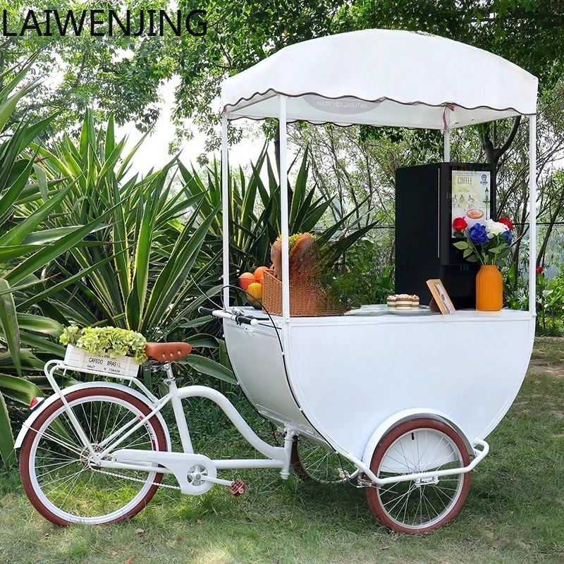 LYY  Outdoor Night Market Stall Dining Cart Amusement Scene Spot Three-Wheel Iron Art Flower Cart