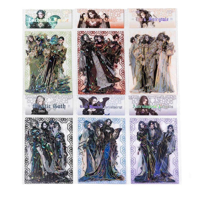 10pcs Dark Glory Series Decorative Sticker Retro Laser Gold Shell Light Scrapbooking Label Diy Diary Album Journal Planner