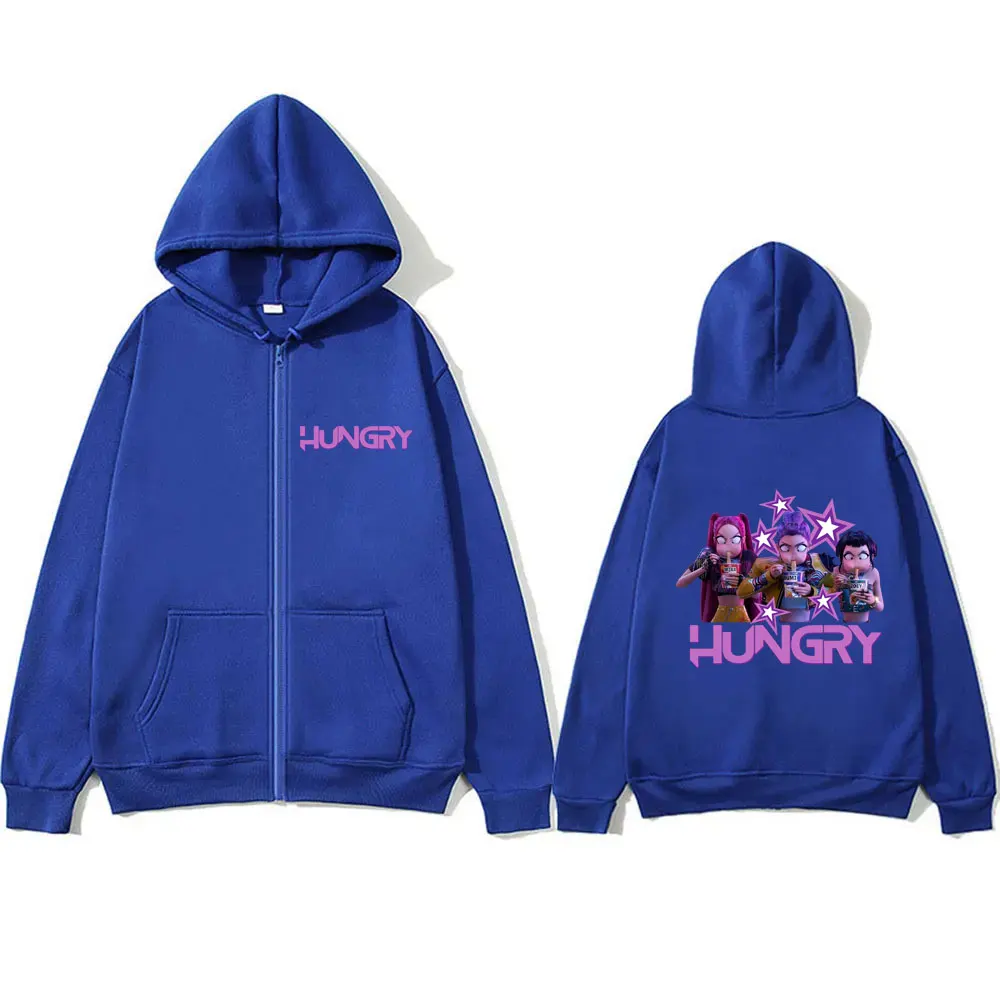Kpop Demon Hunters Zipper Hoodie Cute Funny Rumi Mira Zoey Eat Ramen Zip Up Hoodies Men Women Fashion Cartoon Trend Streetwear