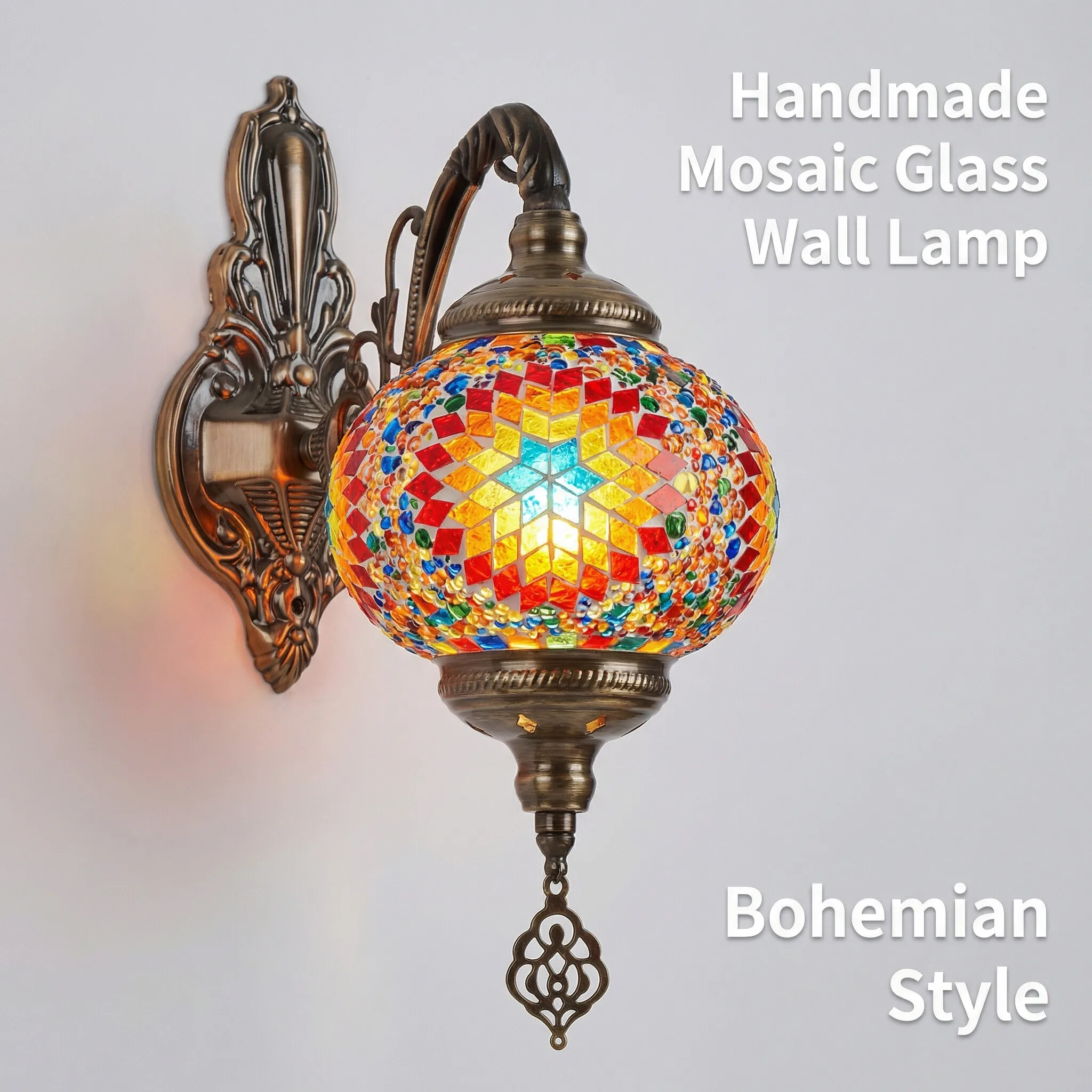 

Богемский настенный светильник из мозаичного стекла, винтажный настенный бра для дома, отеля, бара, ресторана, уникальные настенные украшения ручной работы